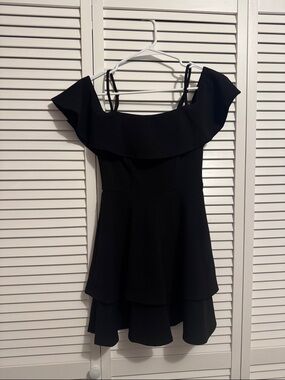 Off-Shoulder B Darlin  Black Ruffle Tiered Dress